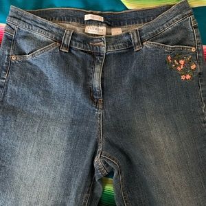 beautiful jeans with flower embroidery on pockets